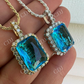 Hip Hop Iced Moissanite & Blue Stone Bling Pendant  customdiamjewel   