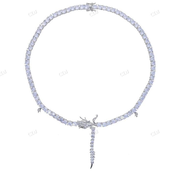 Iced Out Diamond 5mm Tennis Chain Dragon Necklace hip hop jewelry CustomDiamJewel