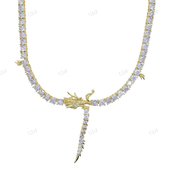 Iced Out Diamond 5mm Tennis Chain Dragon Necklace hip hop jewelry CustomDiamJewel