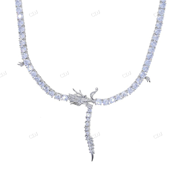 Iced Out Diamond 5mm Tennis Chain Dragon Necklace hip hop jewelry CustomDiamJewel