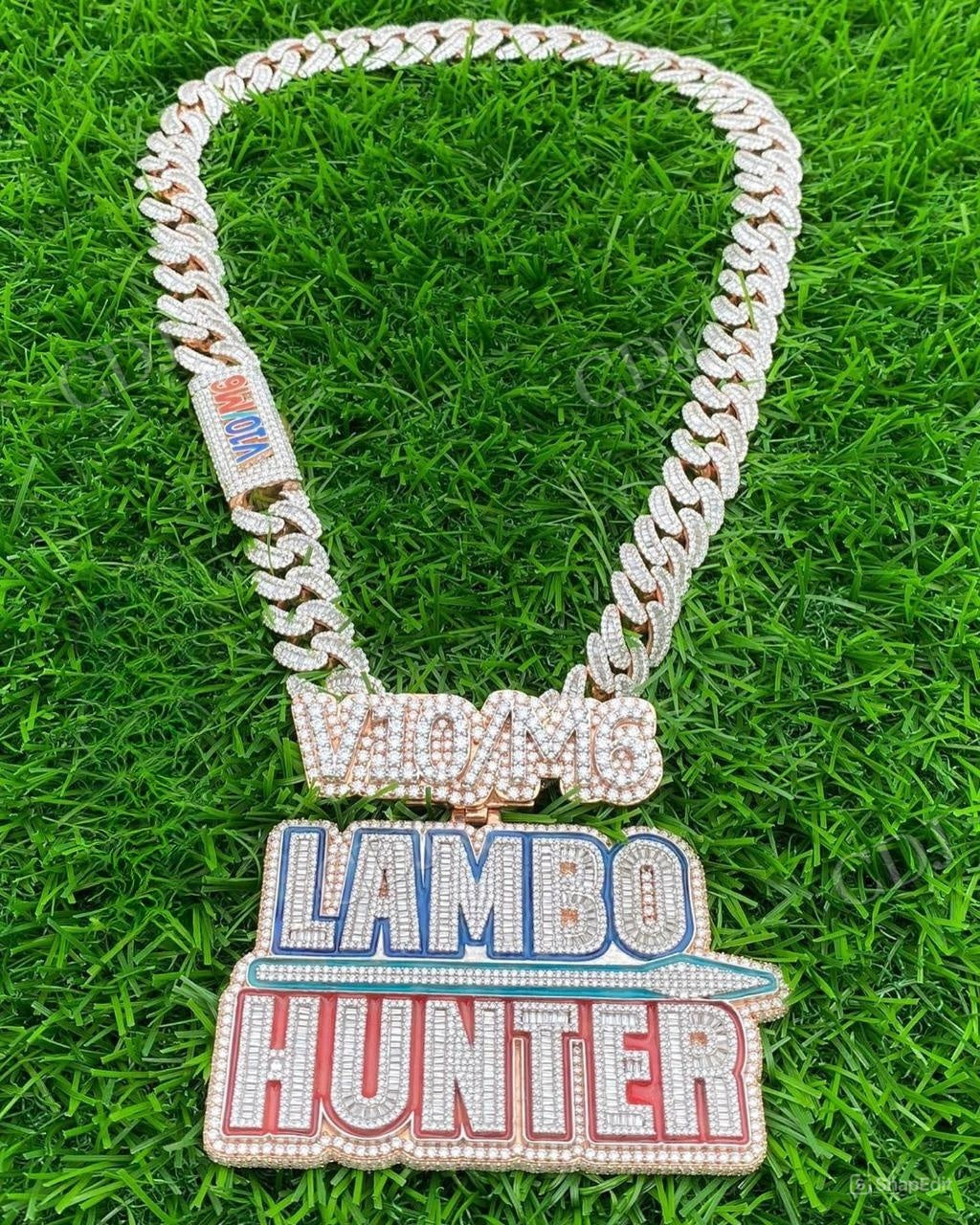 925 Silver Custom Enamel V10/M6 LAMBO HUNTER Pendant hip hop jewelry customdiamjewel   