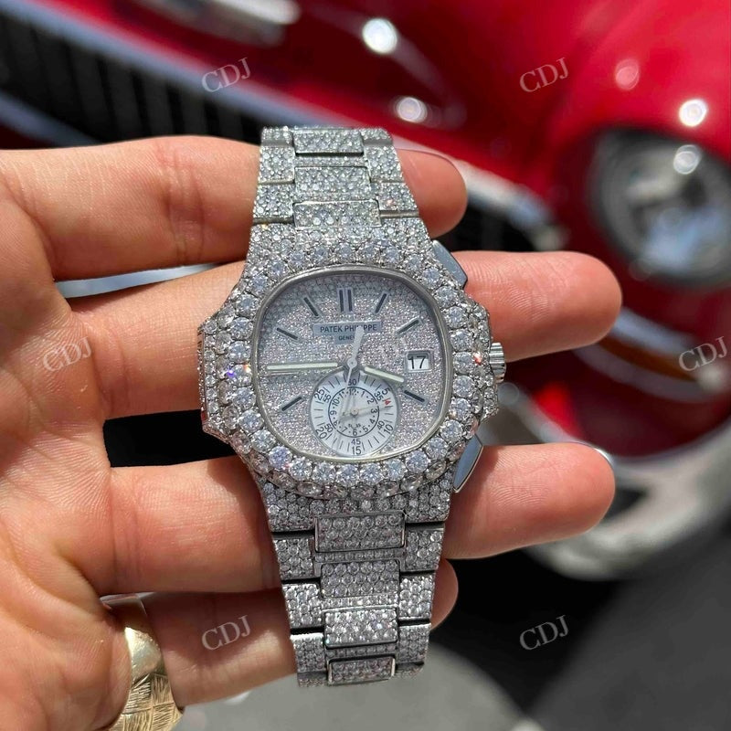 Full White Patek Philips Bust Down Watch  customdiamjewel   