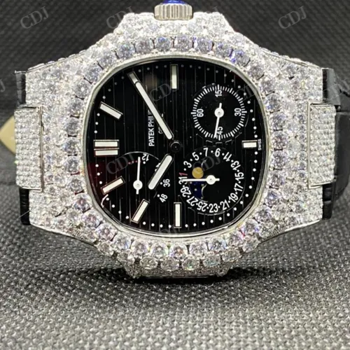 Patek Phillippe Diamond Watch Hip Hop watch For Rappers Diamond Wrist Watch 11.00 CTW (Approx)  customdiamjewel   