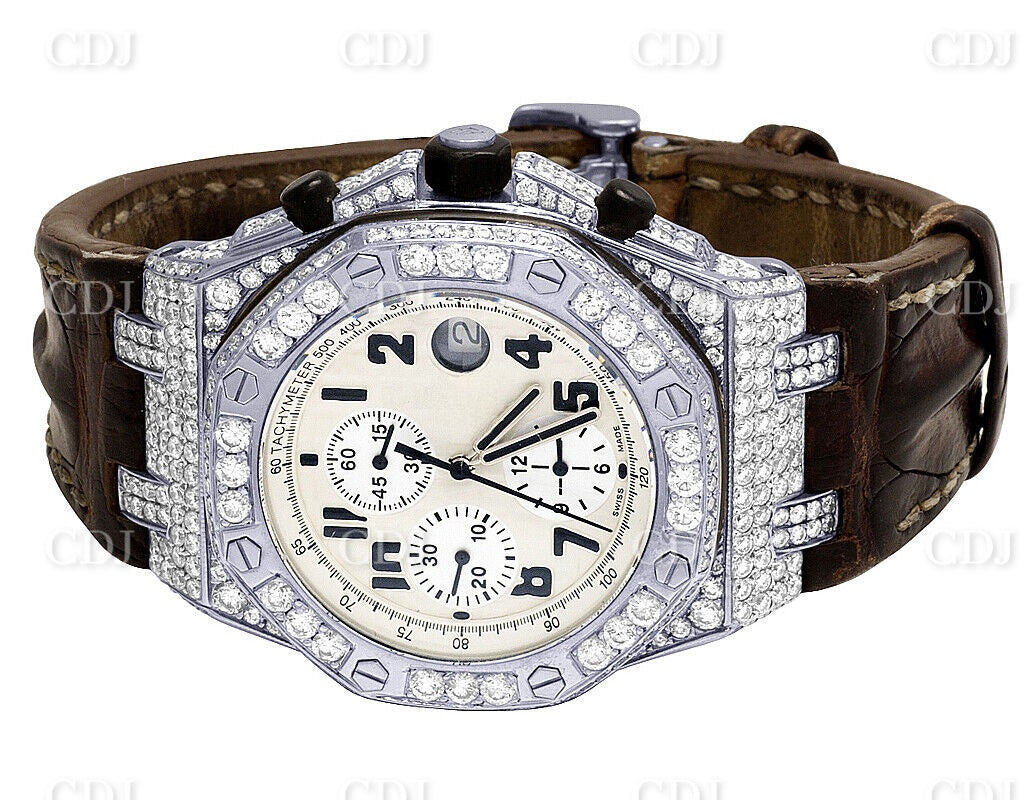 Natural Diamond Watch AP Royal Oak Diamond Watch High Quality Manufacturing In India 8.50 CTW (Approx)  customdiamjewel   