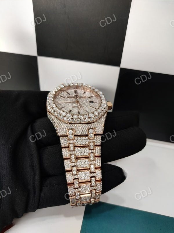 Top Brand Luxury Custom Iced Out Certified VVS Moissanite Watch Rose Gold Plated Hip Hop Watches Fully Iced Out Diamond Watches  customdiamjewel   