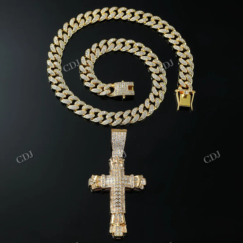 VVS Diamond Crist Cross Solid Gold Hip Hop Pendant hip hop jewelry CustomDiamJewel