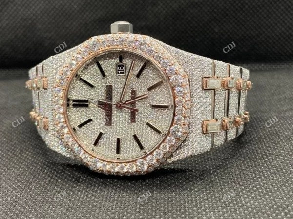 AP Fully Iced Out Moissanite Men's Watch  customdiamjewel   