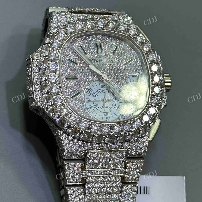 Full White Patek Philips Bust Down Watch  customdiamjewel   