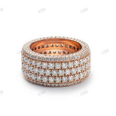 Rose Gold Plated Iced Out Band Ring for Men hip hop jewelry CustomDiamJewel