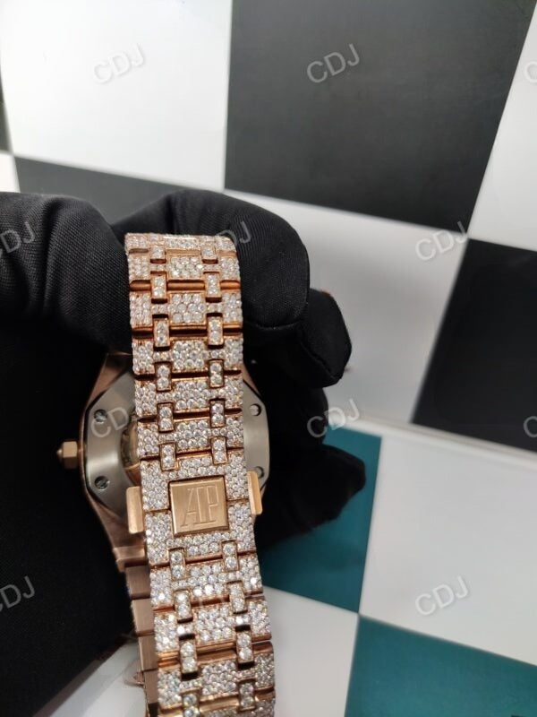 Top Brand Luxury Custom Iced Out Certified VVS Moissanite Watch Rose Gold Plated Hip Hop Watches Fully Iced Out Diamond Watches  customdiamjewel   