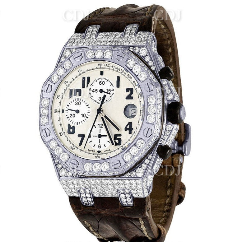 Natural Diamond Watch AP Royal Oak Diamond Watch High Quality Manufacturing In India 8.50 CTW (Approx)  customdiamjewel   