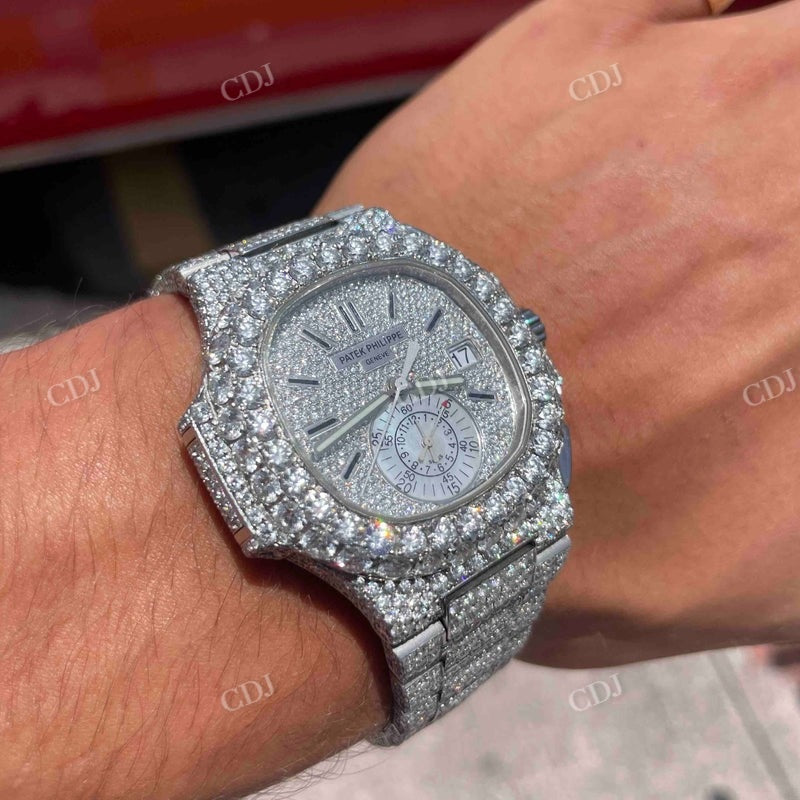 Full White Patek Philips Bust Down Watch  customdiamjewel   