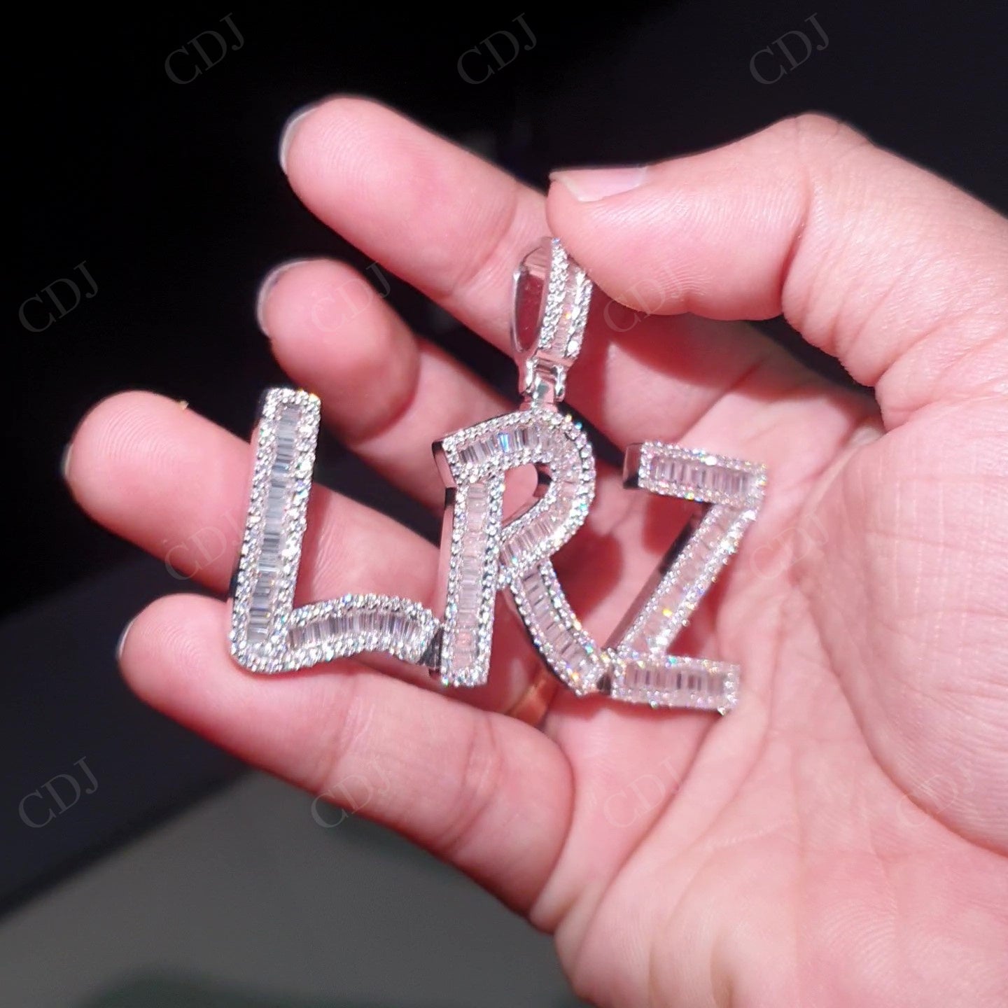 Baguette Moissanite LRZ Iced Out Silver Pendant hip hop jewelry customdiamjewel   