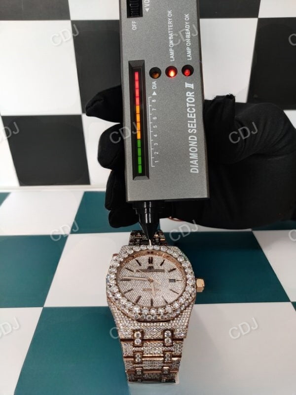 Top Brand Luxury Custom Iced Out Certified VVS Moissanite Watch Rose Gold Plated Hip Hop Watches Fully Iced Out Diamond Watches  customdiamjewel   