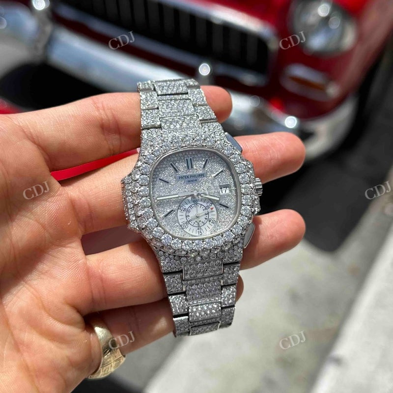 Full White Patek Philips Bust Down Watch  customdiamjewel   