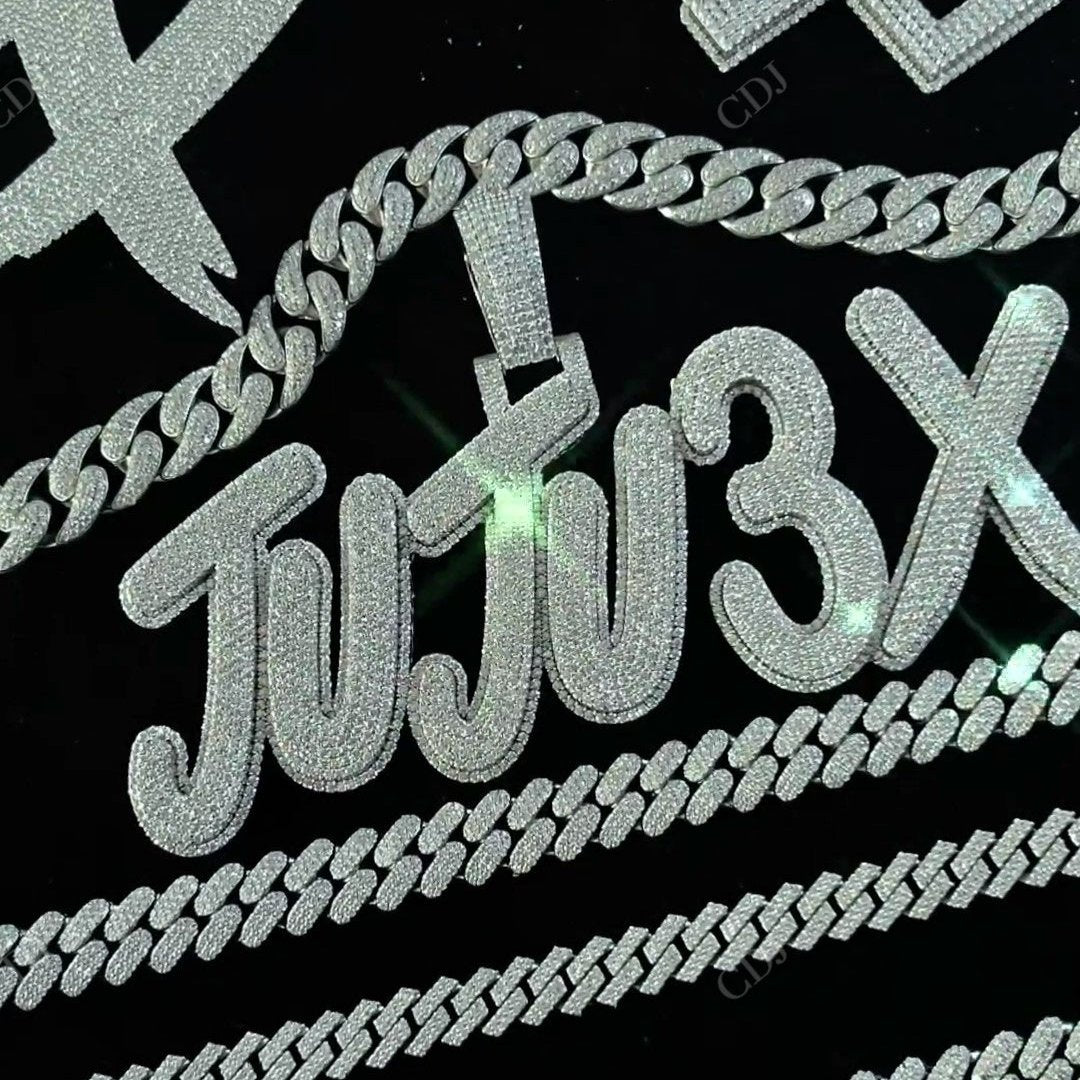 "JUJU3X" Diamond 18K Gold Full Iced Out Big Pendant hip hop jewelry CustomDiamJewel   