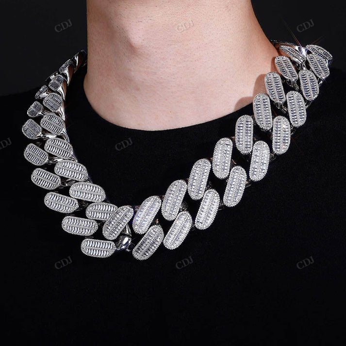 Iced Out 39mm White Gold Lab Diamond Cuban Curb Link Chain hip hop jewelry CustomDiamJewel