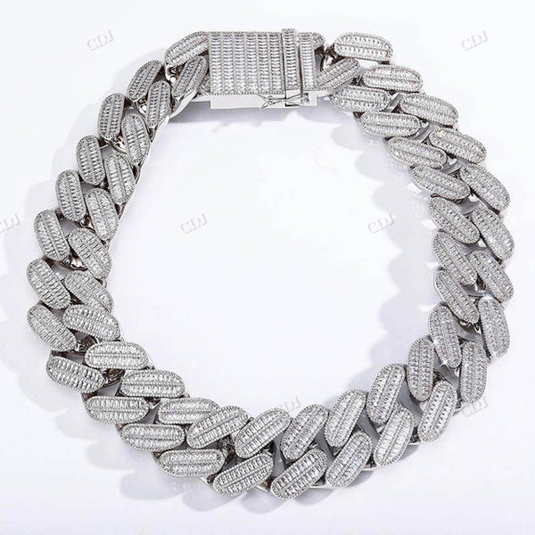 Iced Out 39mm White Gold Lab Diamond Cuban Curb Link Chain hip hop jewelry CustomDiamJewel