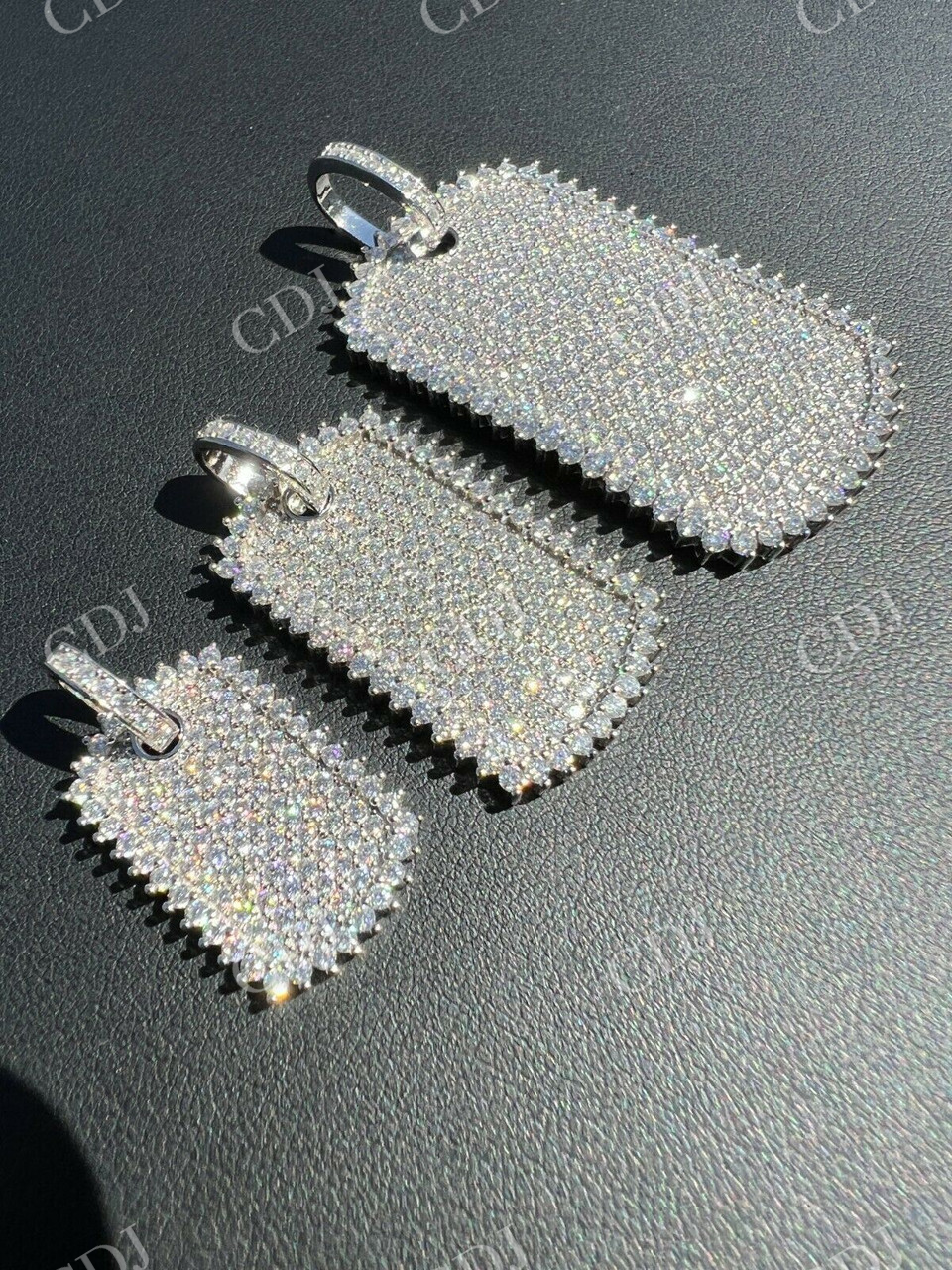 Rectangle Shaped Dog Tag Iced Hip Hop Pendant  customdiamjewel   