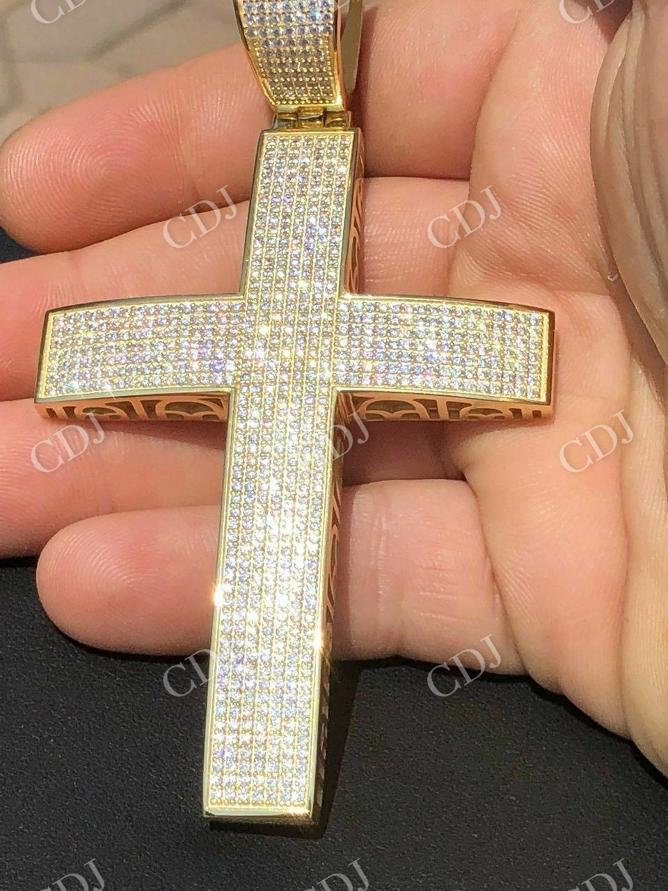 Huge 14k Gold Cross Hip Hop Pendant  customdiamjewel   