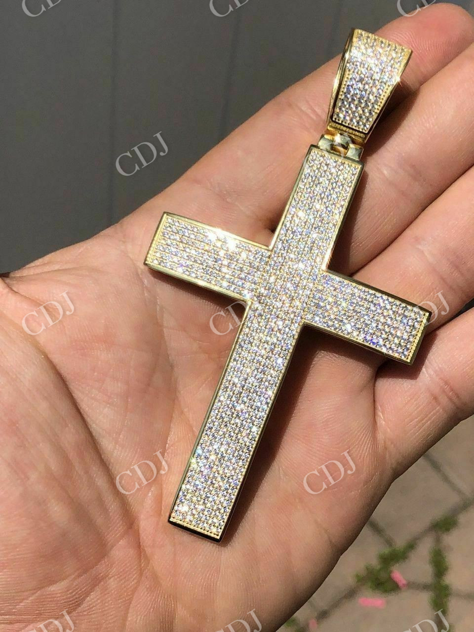 Huge 14k Gold Cross Hip Hop Pendant  customdiamjewel   