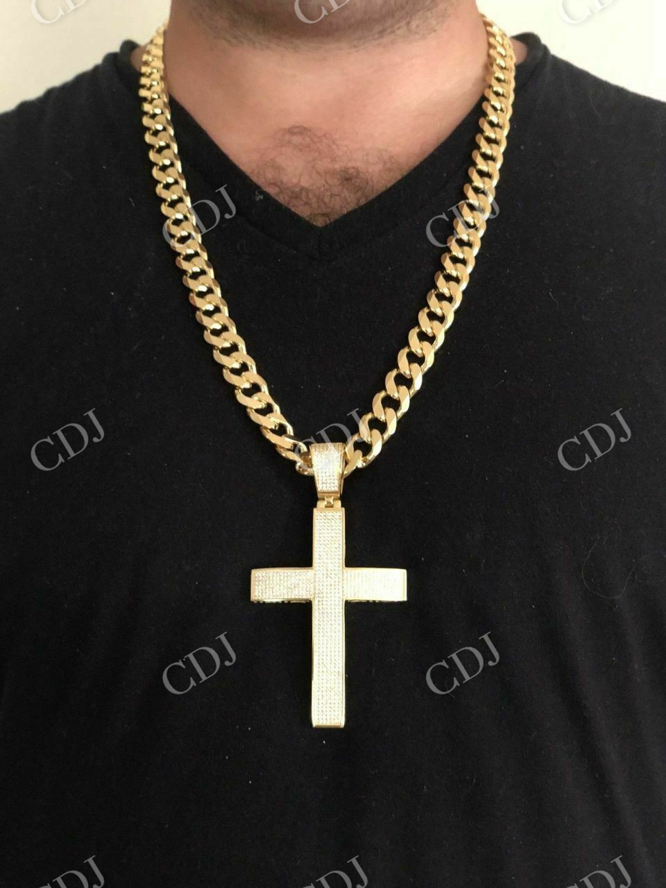 Huge 14k Gold Cross Hip Hop Pendant  customdiamjewel   