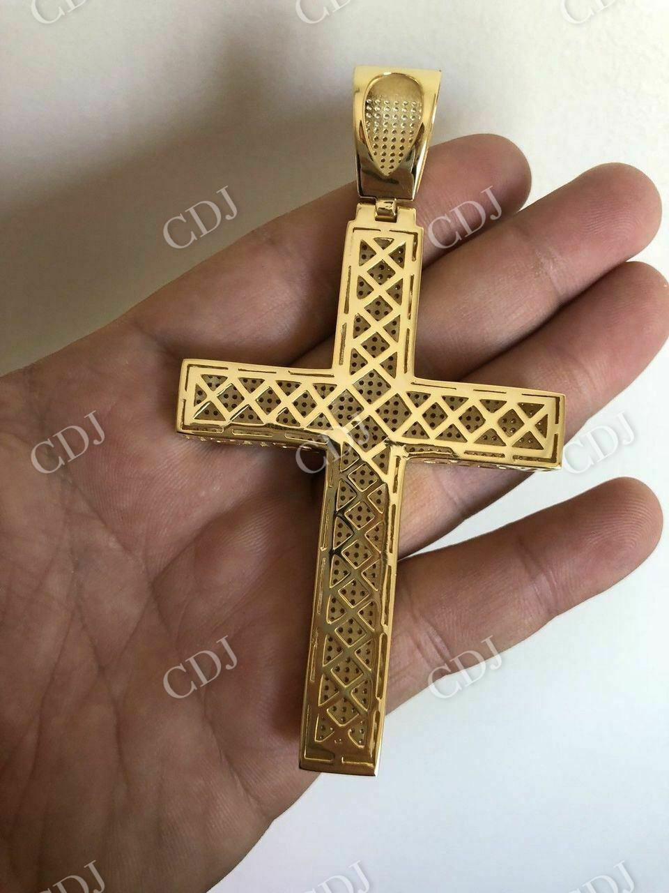 Huge 14k Gold Cross Hip Hop Pendant  customdiamjewel   