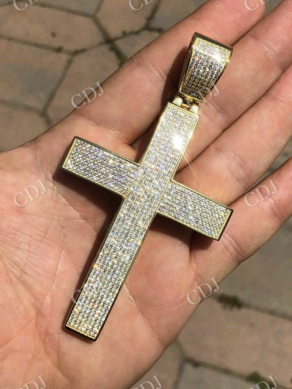 Huge 14k Gold Cross Hip Hop Pendant  customdiamjewel   