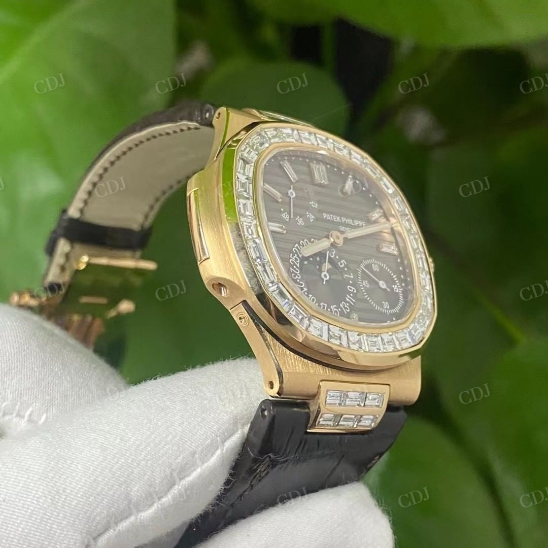 Patek Philippe Black Dial Diamond Watch  customdiamjewel   