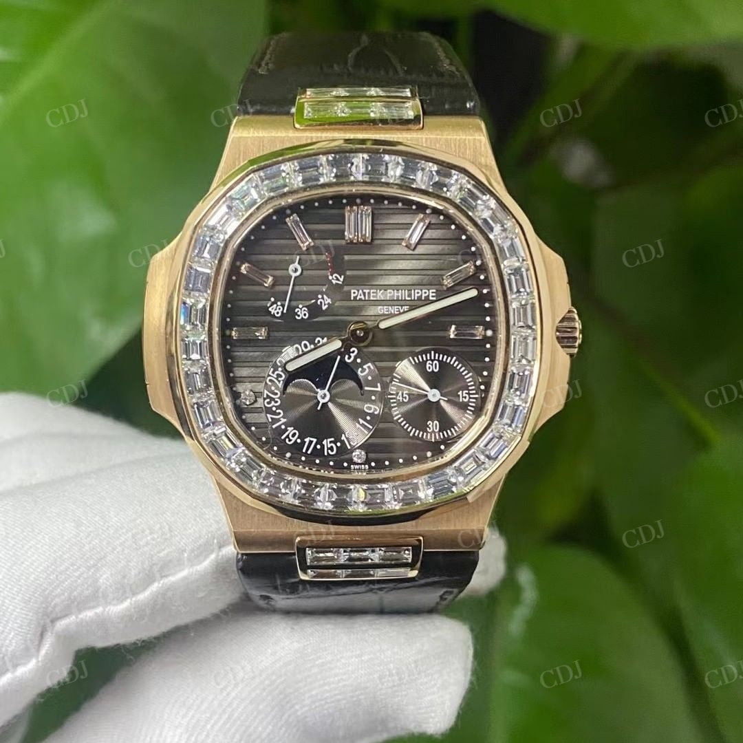 Patek Philippe Black Dial Diamond Watch  customdiamjewel   