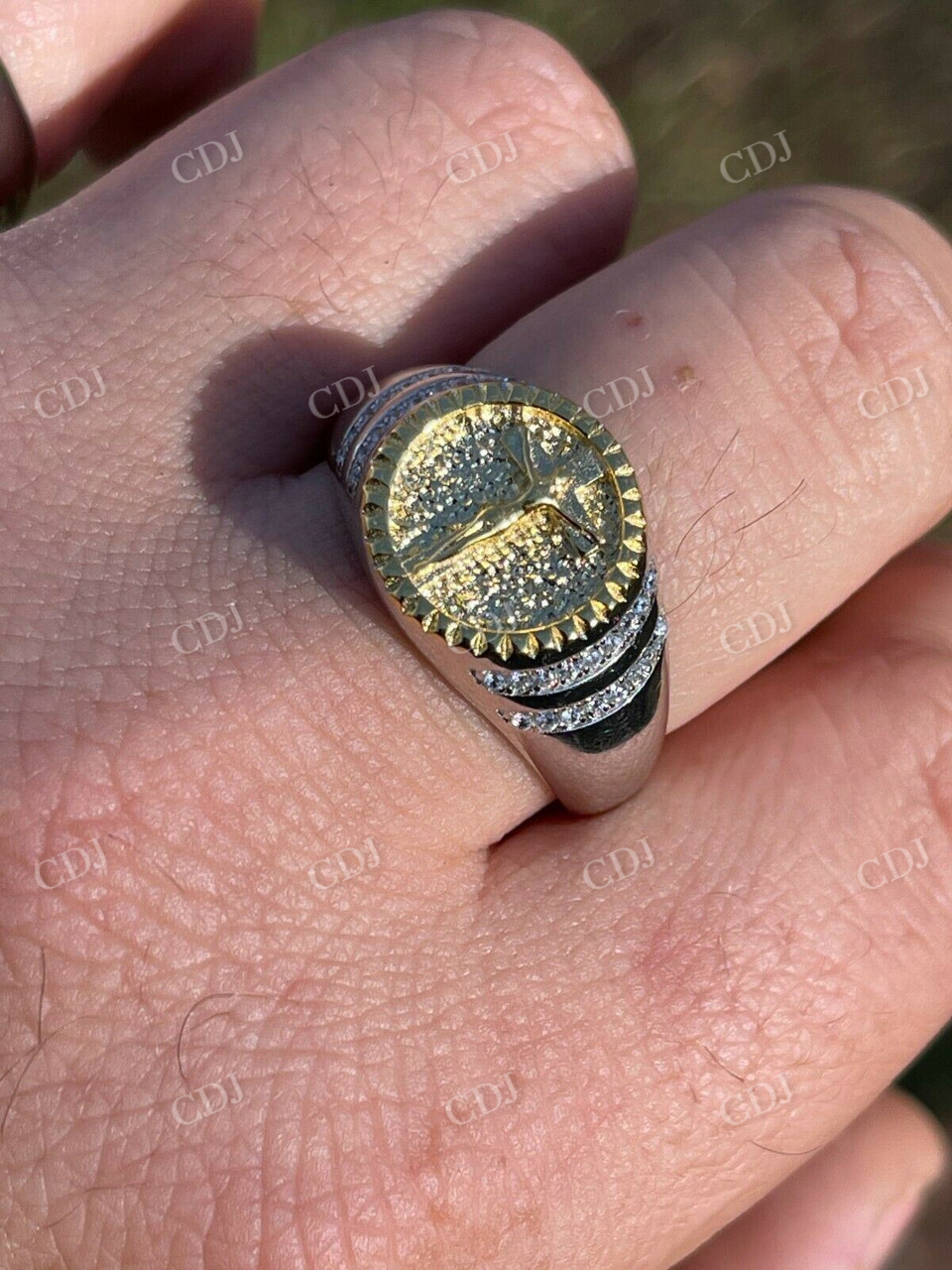 Unique Two Tone Jesus Statue Ring  customdiamjewel   