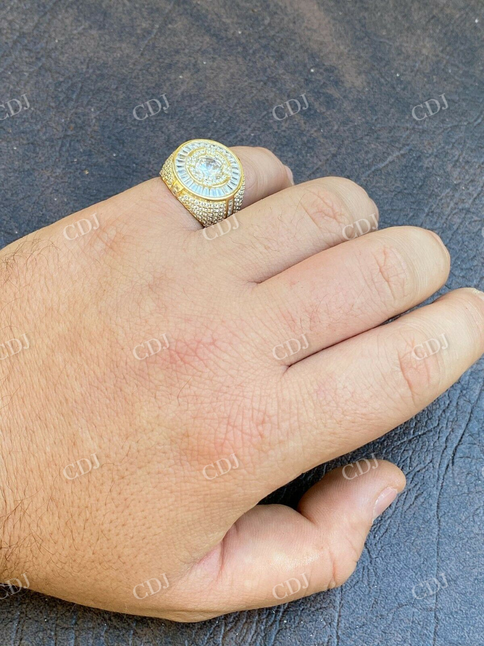 Iced Out Round Shaped Baguette Diamond Ring  customdiamjewel   