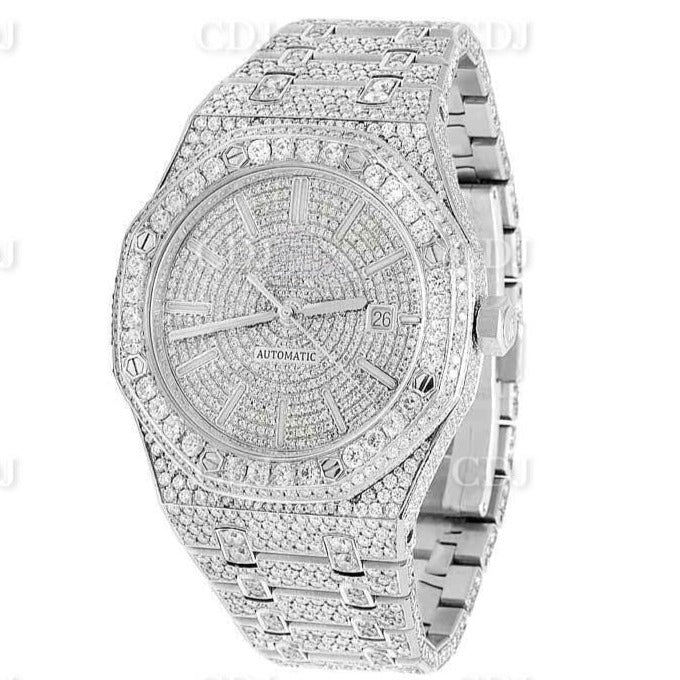 Lab Grown Diamond Watch Luxury Custom Bling Hip Hop Iced Out Watches White Gold Plated Watch For Rappers  customdiamjewel   