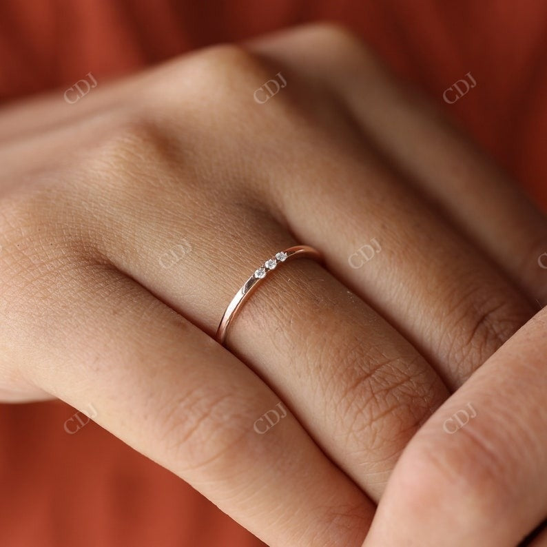 Solid Gold Dainty Stacking Diamond Wedding Band  customdiamjewel   