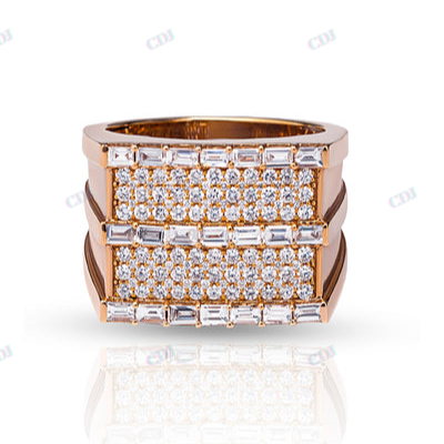 Mens Ring Rose Gold Plated Diamond Set Ring hip hop jewelry CustomDiamJewel