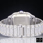 25CTW (Approx.) Fully Iced Out White Plated Belt Natural Diamond Luxury Watch  customdiamjewel   