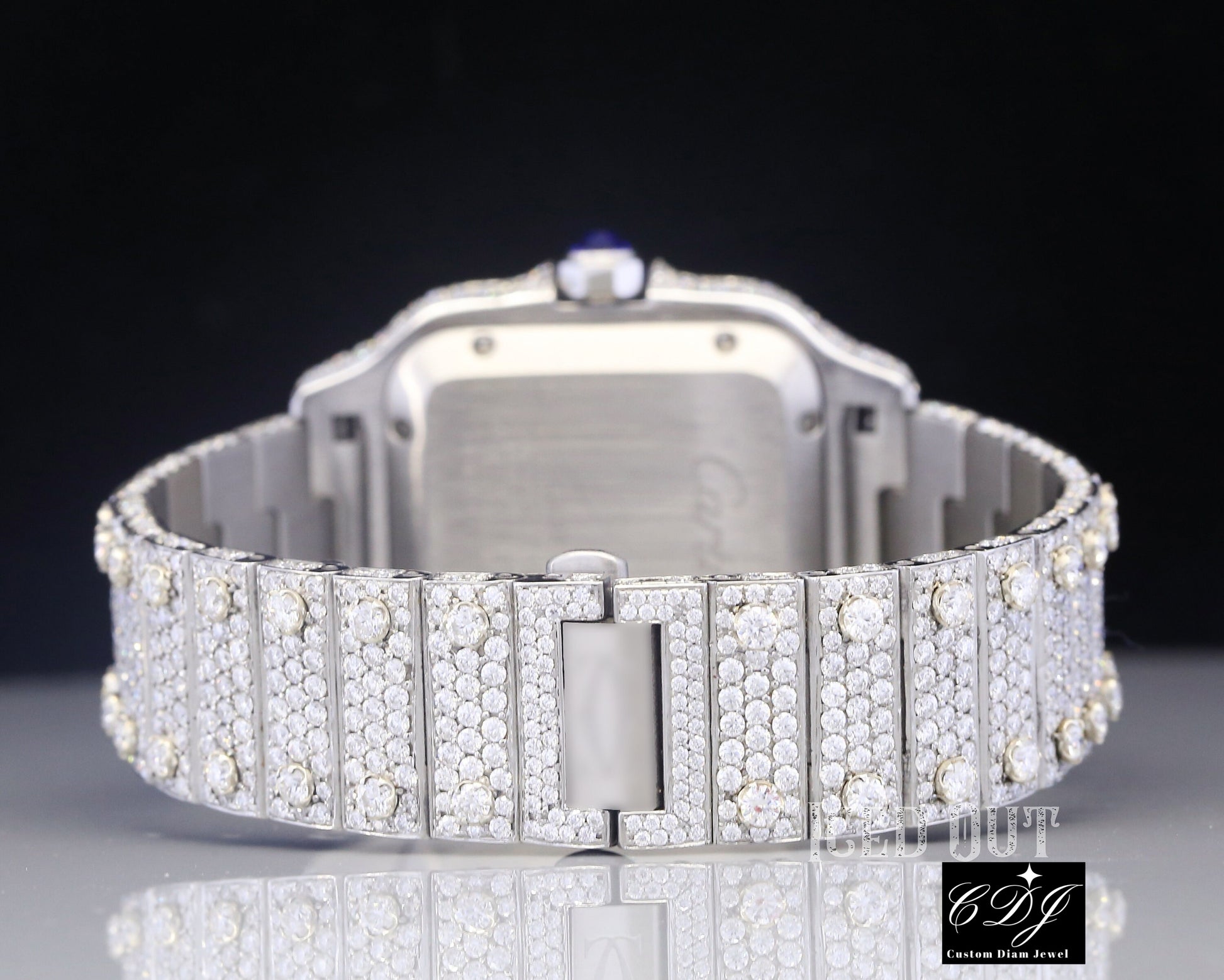 25CTW (Approx.) Fully Iced Out White Plated Belt Natural Diamond Luxury Watch  customdiamjewel   