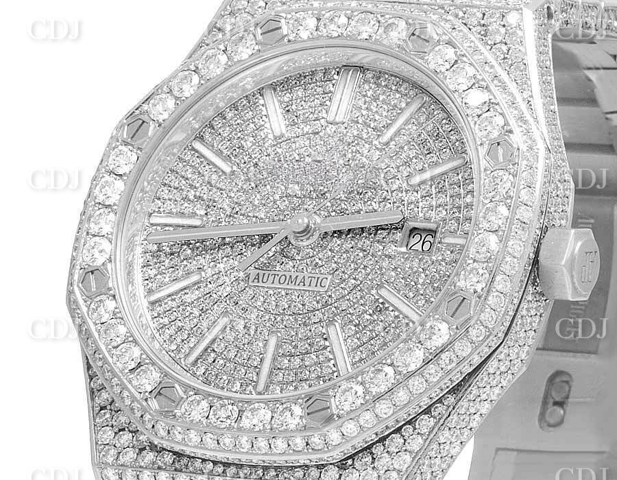 Lab Grown Diamond Watch Luxury Custom Bling Hip Hop Iced Out Watches White Gold Plated Watch For Rappers  customdiamjewel   