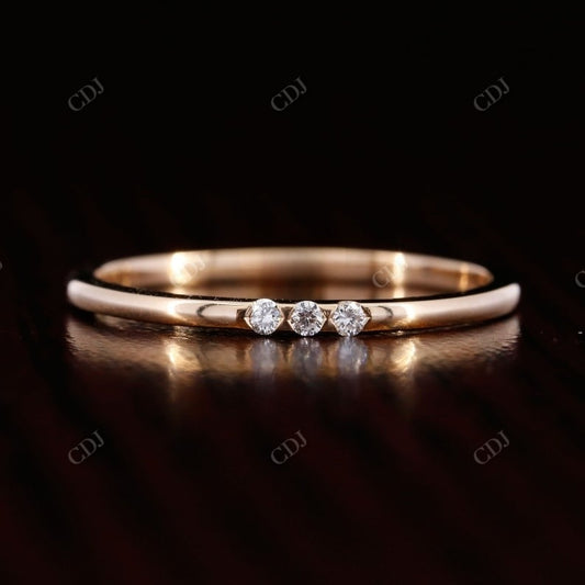 Solid Gold Dainty Stacking Diamond Wedding Band  customdiamjewel   