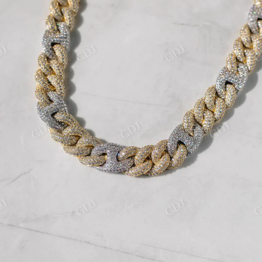 Two Tone Iced Out Diamond Cuff Chain Necklace  customdiamjewel   