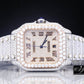 25CTW (Approx.) Fully Iced Out White Plated Belt Natural Diamond Luxury Watch  customdiamjewel   