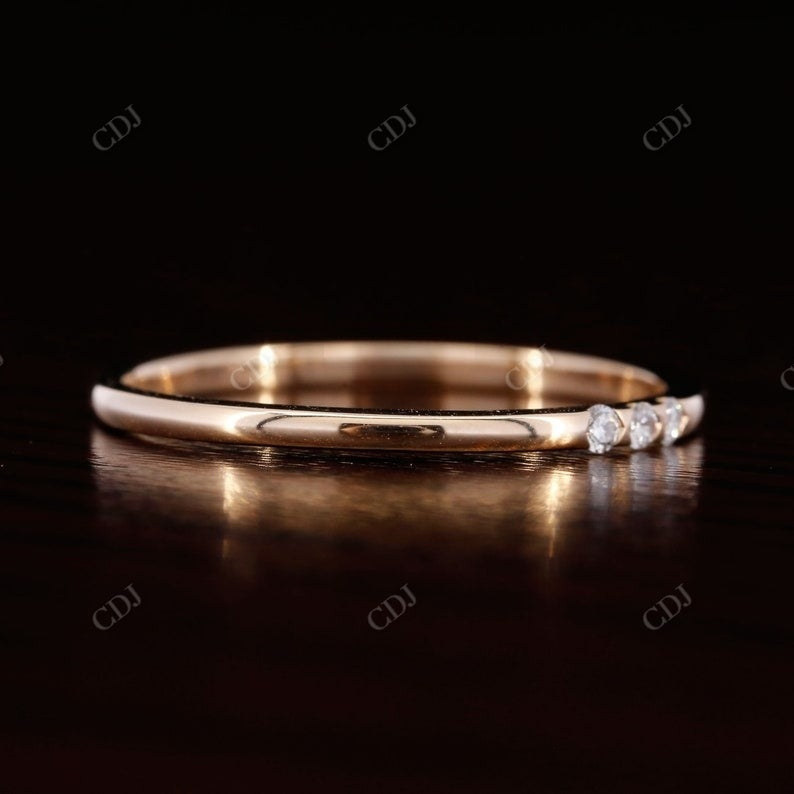 Solid Gold Dainty Stacking Diamond Wedding Band  customdiamjewel   