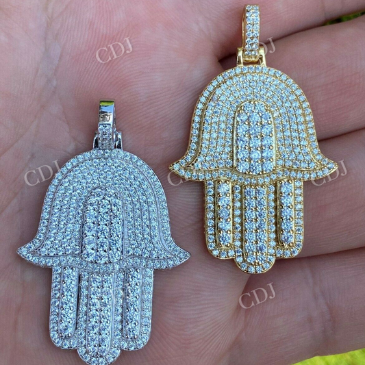 Hip Hop Hamsa Hand Lab Grown Diamond Pendant  customdiamjewel   