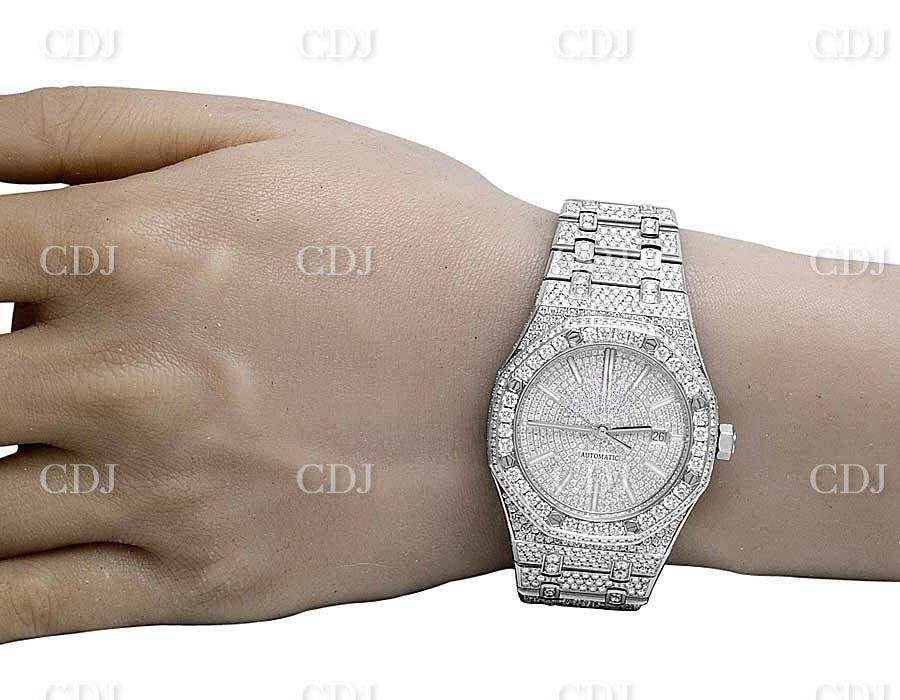 Lab Grown Diamond Watch Luxury Custom Bling Hip Hop Iced Out Watches White Gold Plated Watch For Rappers  customdiamjewel   