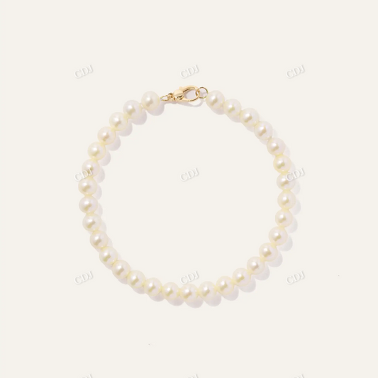 14k Gold Freshwater Cultured Pearl Bracelet hip hop jewelry customdiamjewel