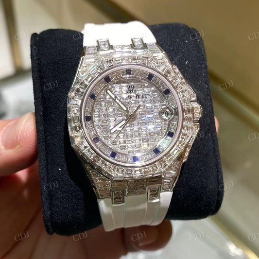 White Blet Iced Out Bugatte Diamond AP Watch  customdiamjewel   