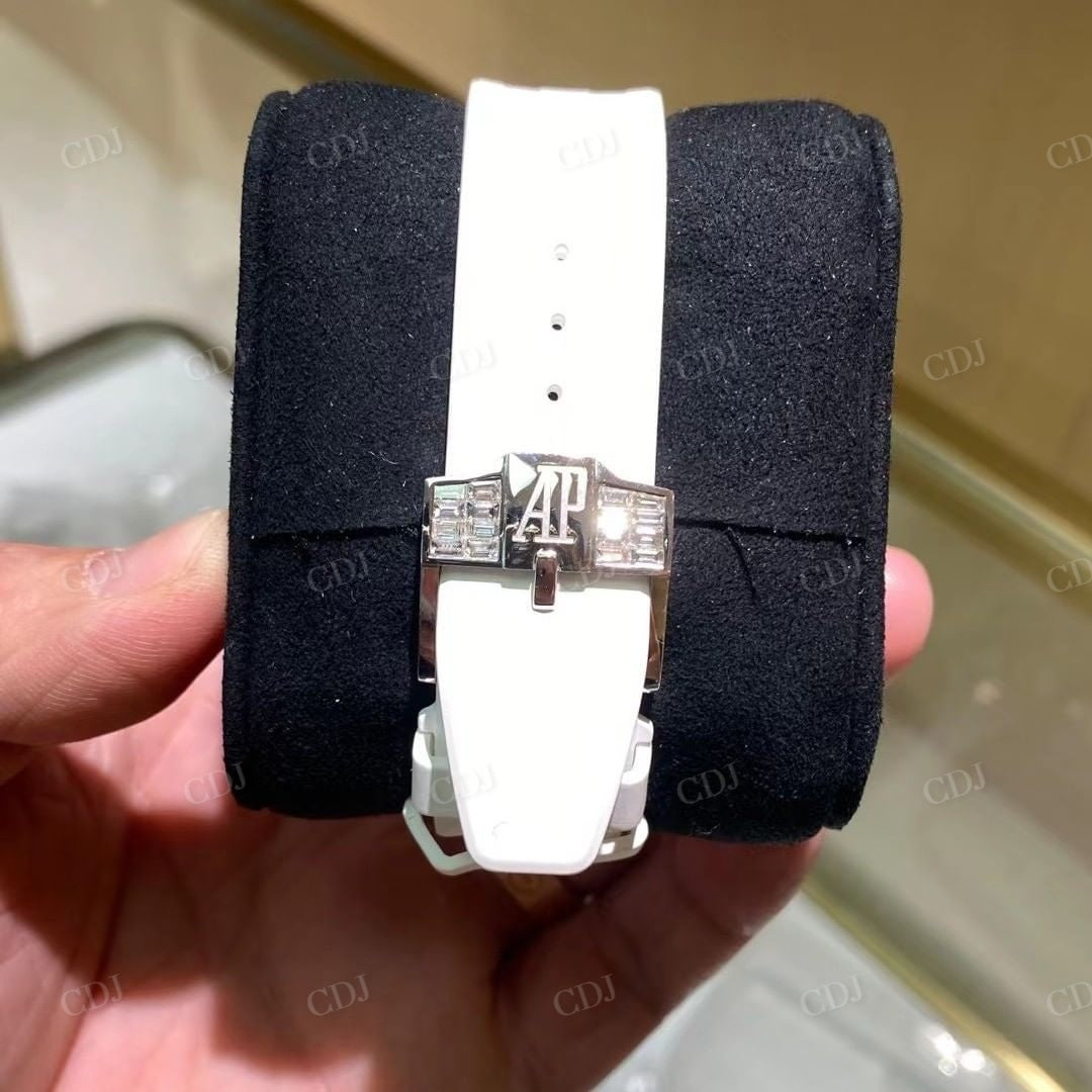 White Blet Iced Out Bugatte Diamond AP Watch  customdiamjewel   