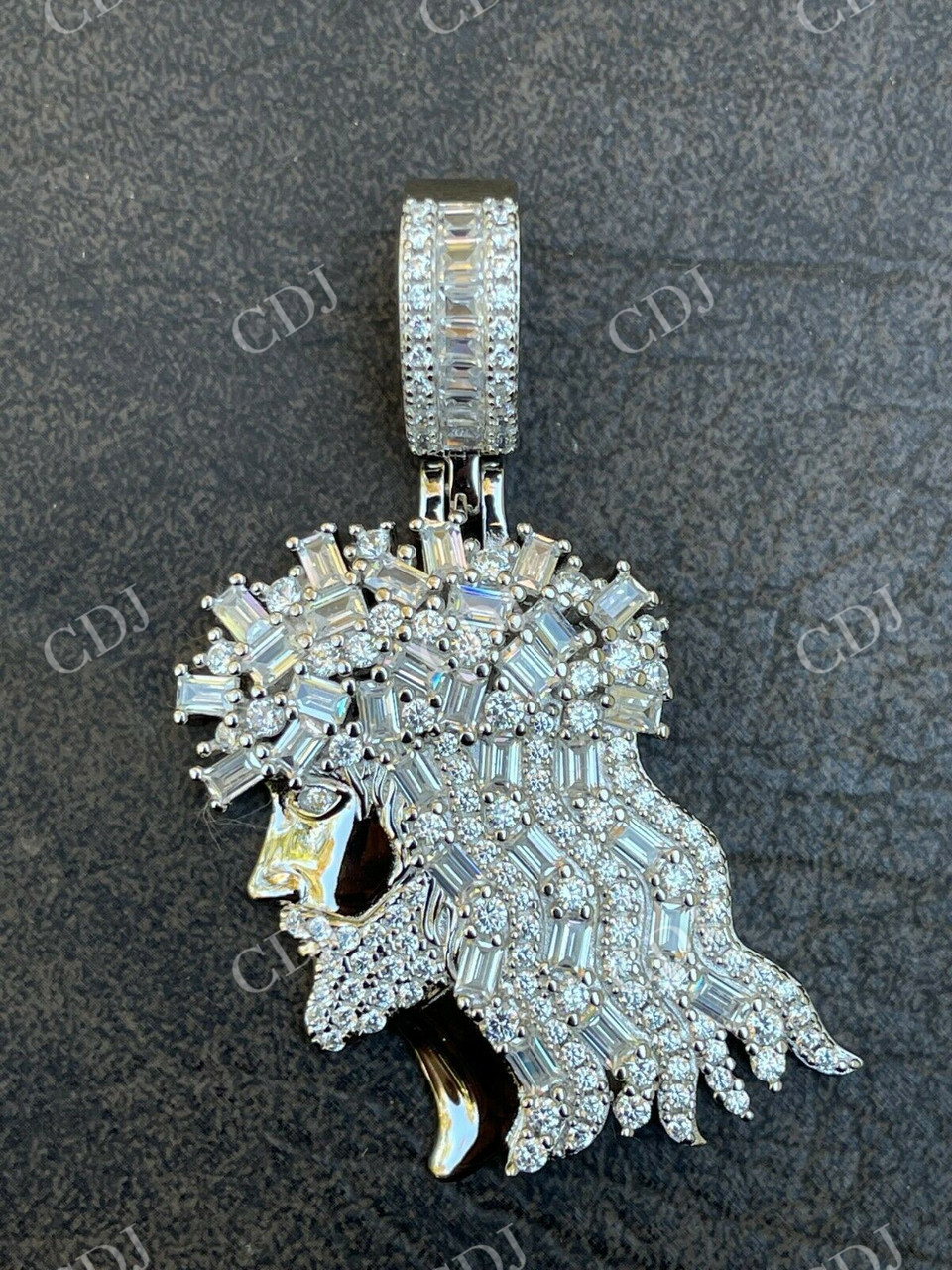 Baguette Diamond Iced Hip Hop Jesus Pendant  customdiamjewel   