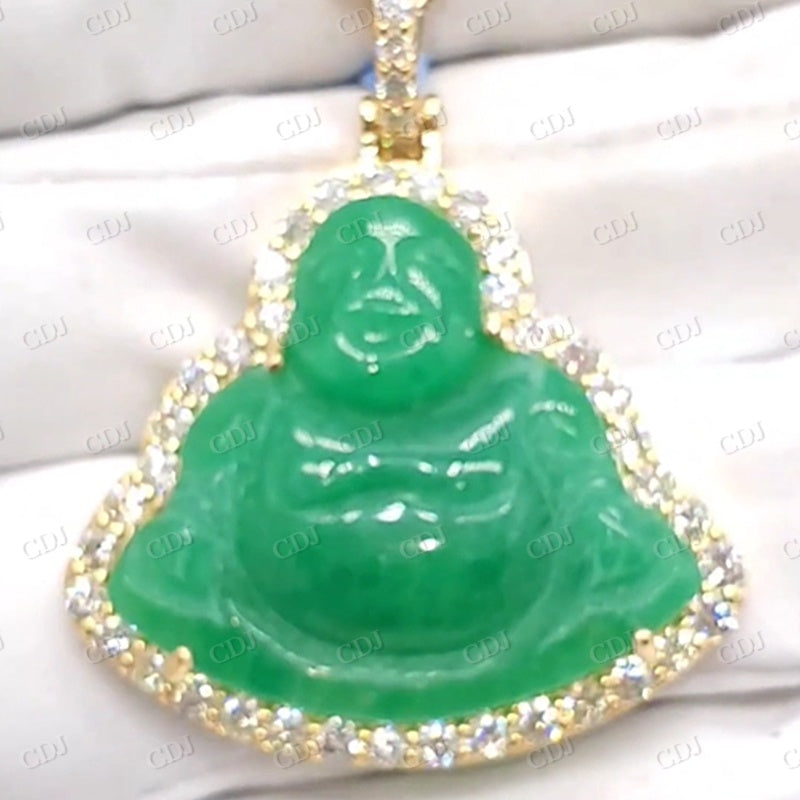 Green Jade Buddha Charm Moissanite Pendant  CustomDiamJewel   