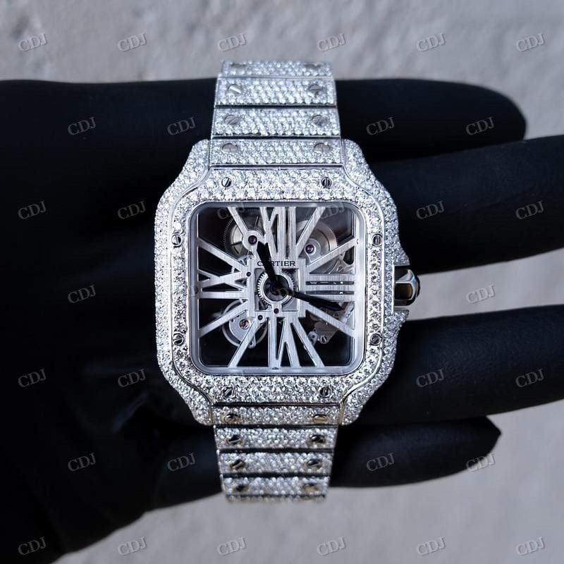 41mm Stainless Steel Hip Hop Cartier Skeleton Watch hip hop jewelry customdiamjewel   